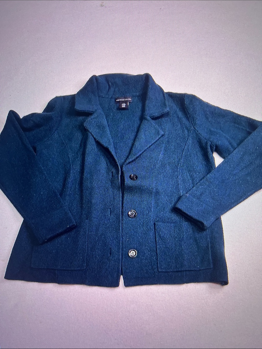 Women's Dark Teal Button-Front Wool Blend Jacket